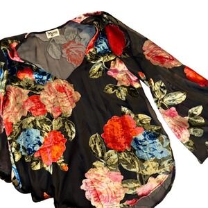 Show Me Your‎ Mumu Floral Velvet Burnout Sheer Blouse Top X Small XS